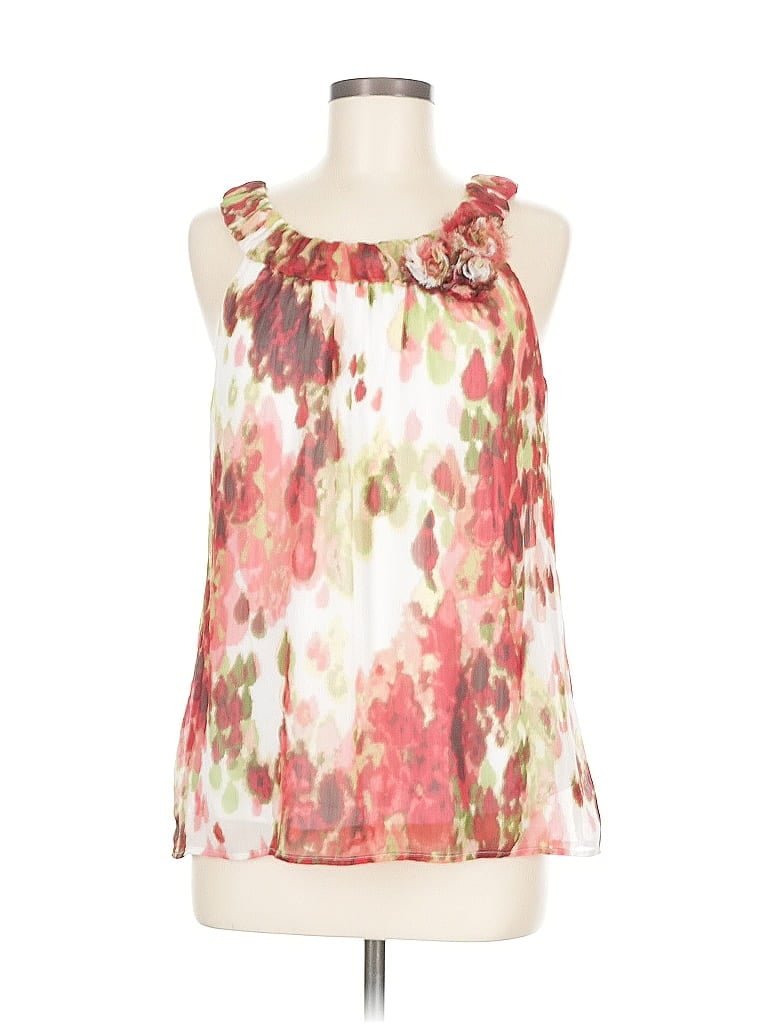 Pre-owned Ab Studio Sleeveless Blouse In White