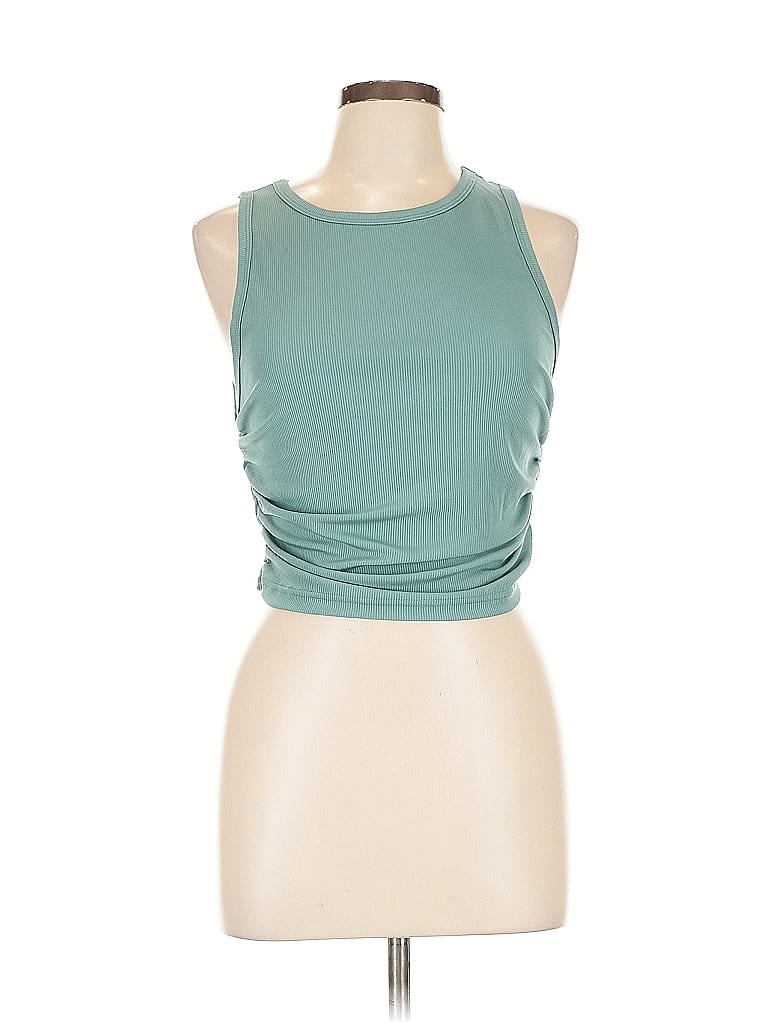 Pre-owned Unbranded Tank Top Green Halter Neckline Tops