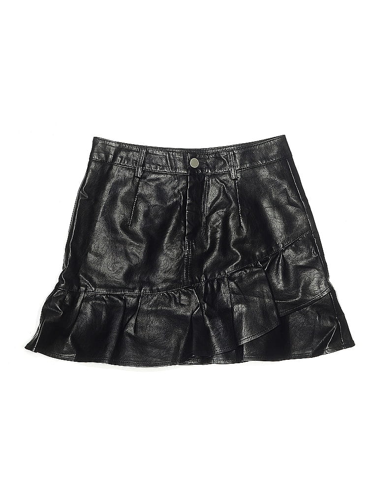 Pre-owned J.ing Faux Leather Skirt In Black