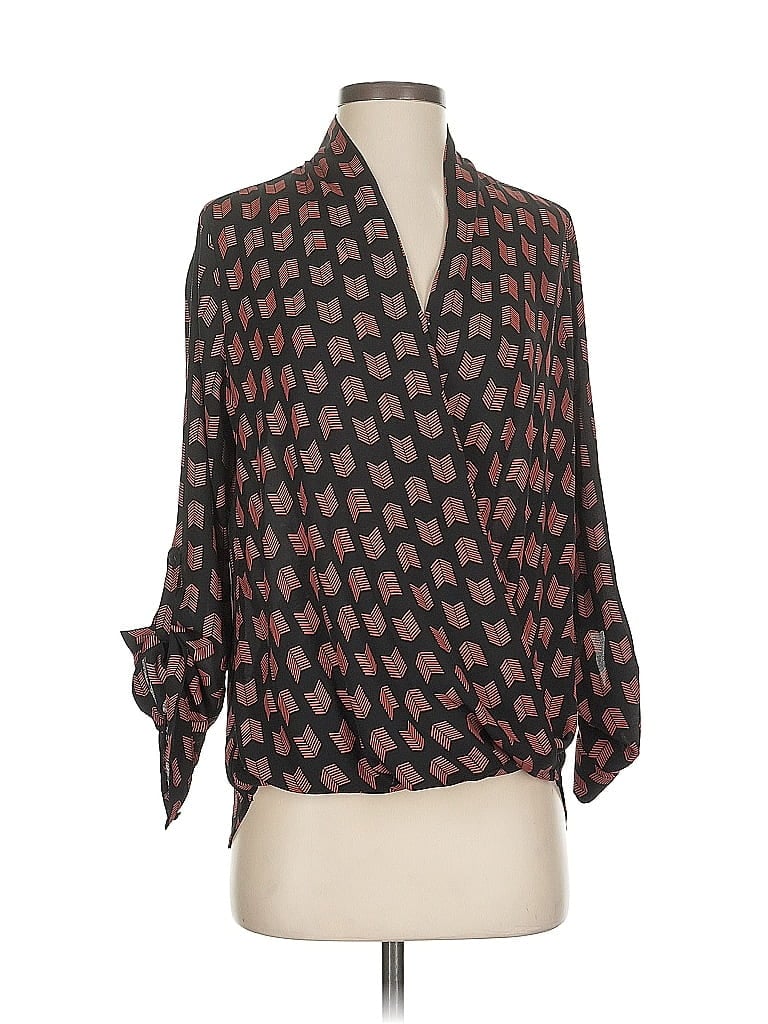 Pre-owned Pleione 3/4 Sleeve Blouse In Brown