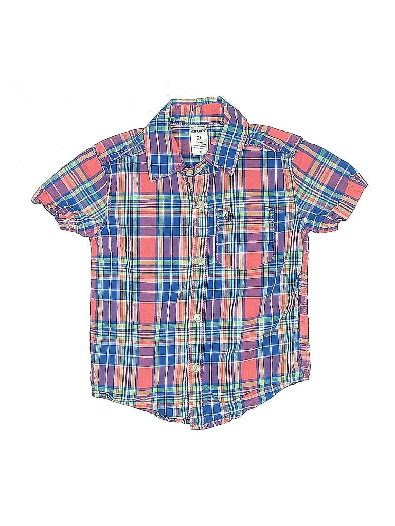 Pre-owned Carter's Kids' Short Sleeve Button Down Shirt In Blue