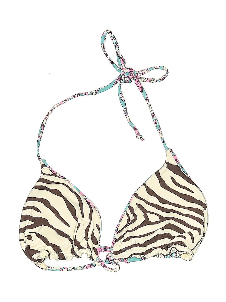 Click to view more detailed imagery on our partner's website Pre-owned Ondademar Swimsuit Top Ivory Animal Print Pattern Swimwear In White
