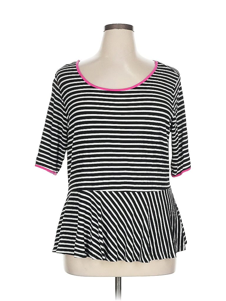 Pre-owned Style & Co 3/4 Sleeve Top Black Boatneck Tops