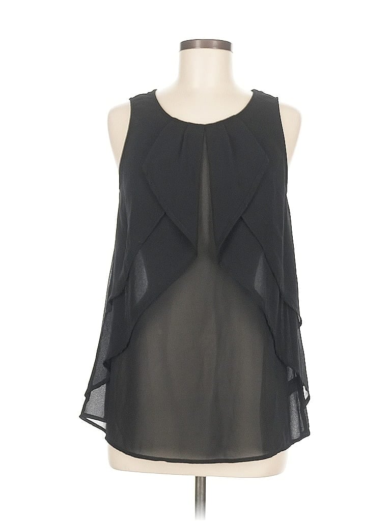 Pre-owned Ya Los Angeles Sleeveless Silk Top Black Halter Neckline Tops