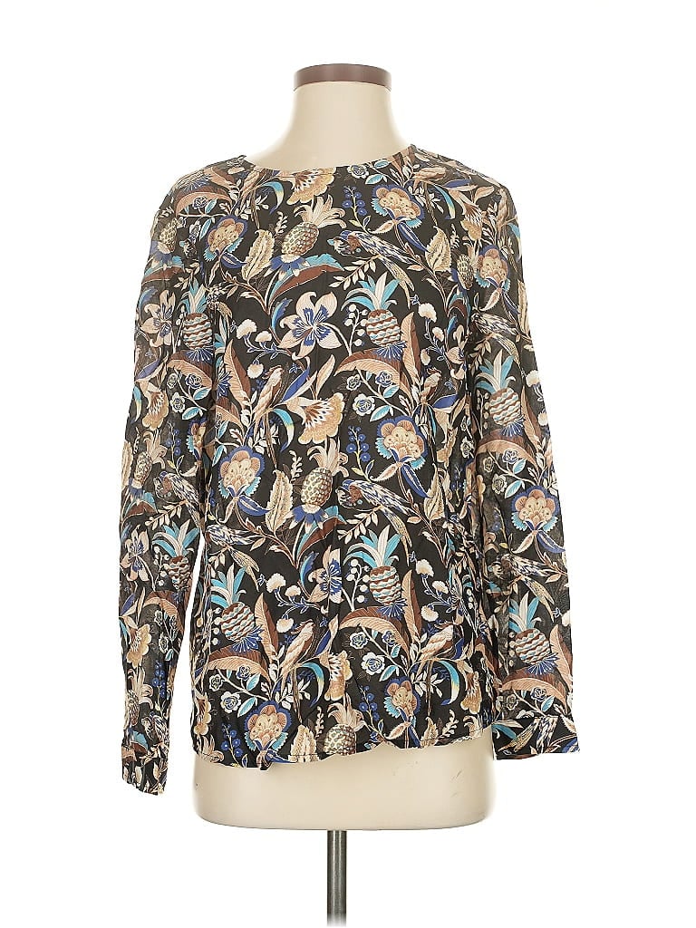 Pre-owned J. Mclaughlin Long Sleeve Blouse In Brown