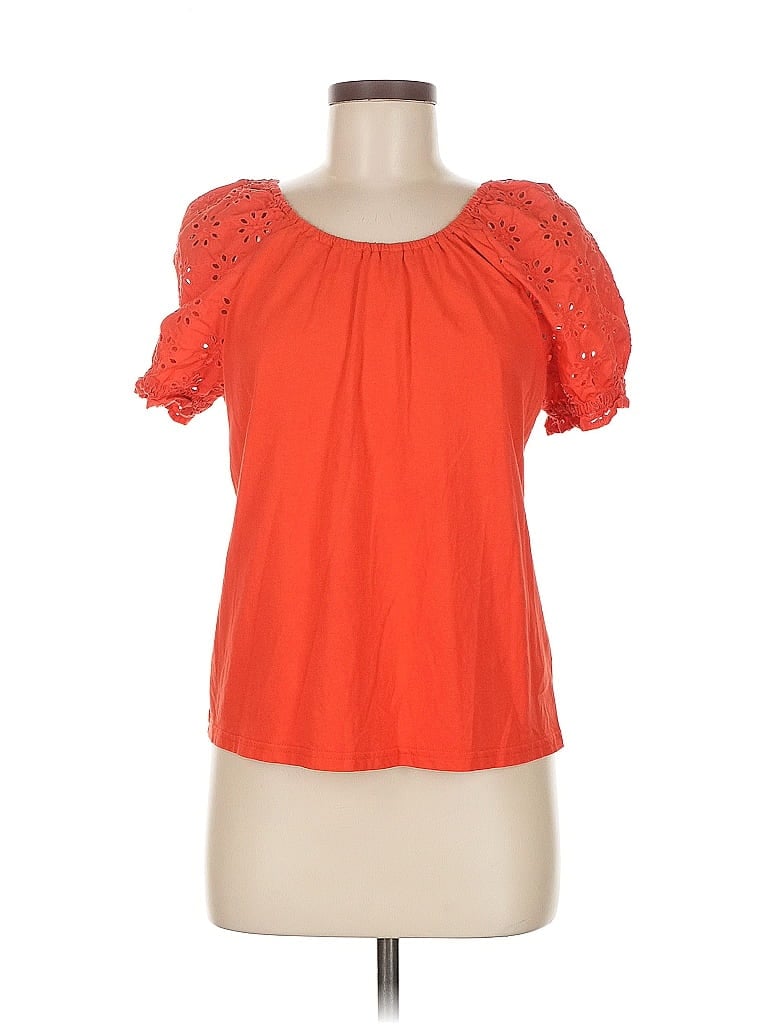 Pre-owned J.crew Factory Store Short Sleeve Blouse In Orange