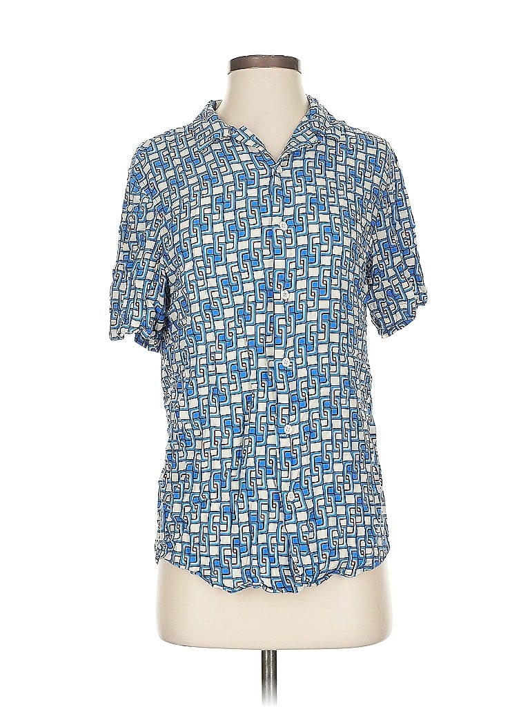 Pre-owned Unbranded Short Sleeve Blouse In Blue