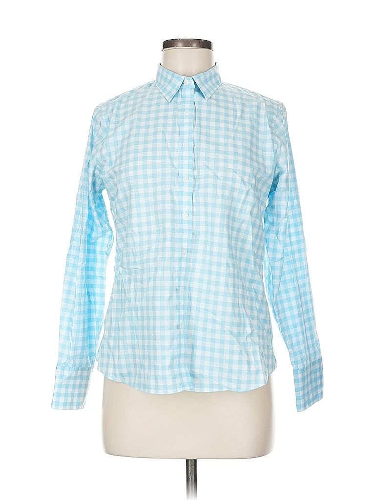 Pre-owned Lands' End Long Sleeve Button Down Shirt In Blue