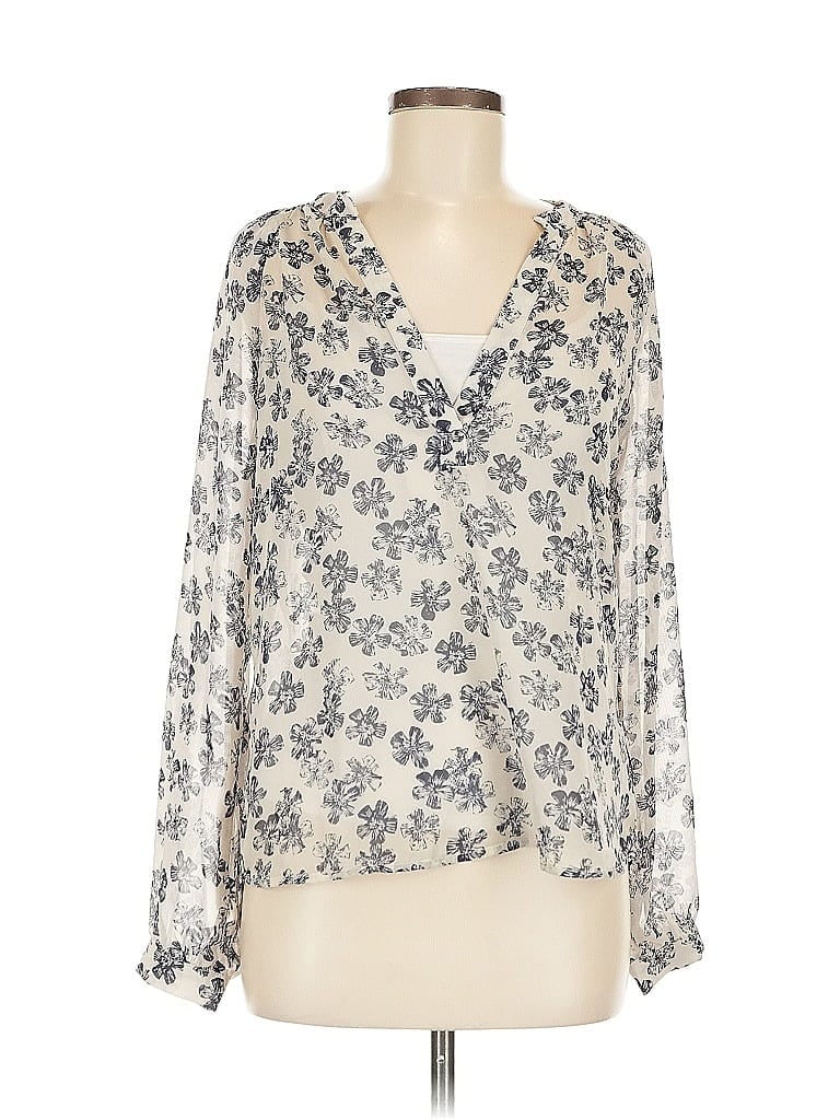 Pre-owned Lumiere Long Sleeve Blouse In White