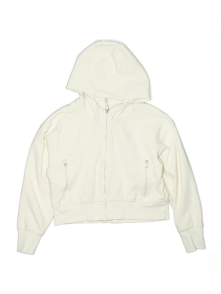 Pre-owned Active By Old Navy Kids' Zip Up Hoodie In White