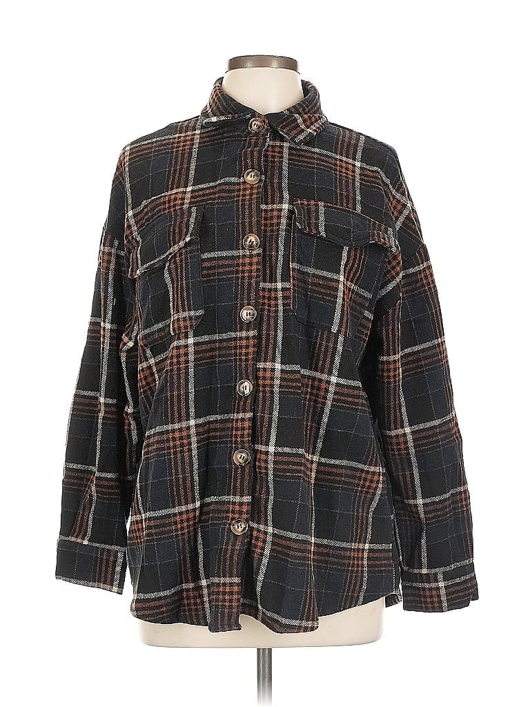 Pre-owned Shein Curve Fleece Jacket In Brown