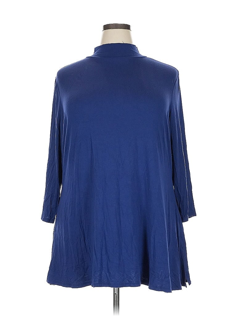 Pre-owned H By Halston 3/4 Sleeve Blouse In Blue