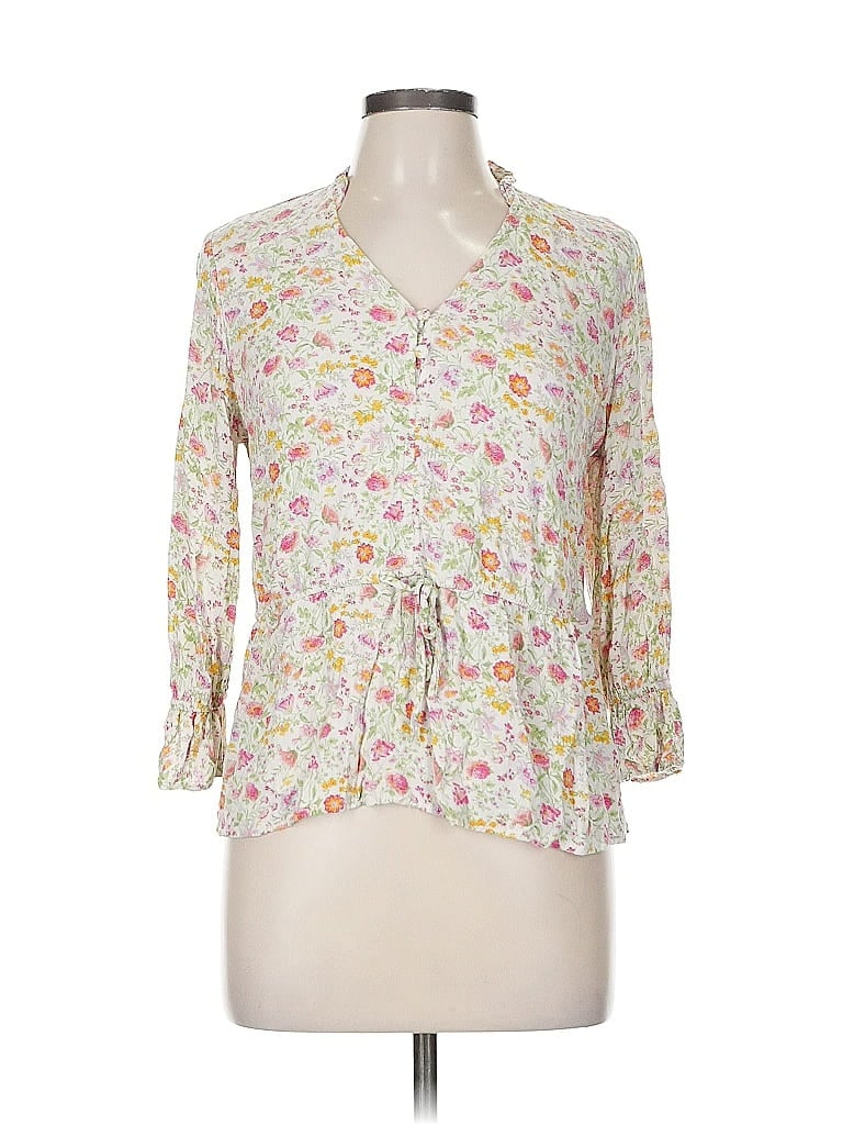 Pre-owned Rz Rachel Zoe 3/4 Sleeve T-shirt In White