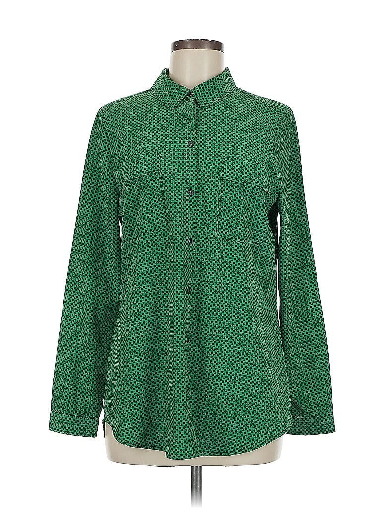 Pre-owned Liz Claiborne Long Sleeve Blouse In Green