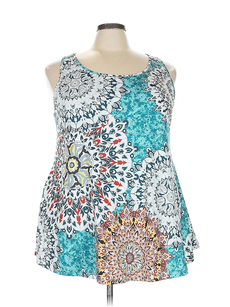 Pre-owned Unbranded Tank Top Teal Halter Neckline Tops In Blue