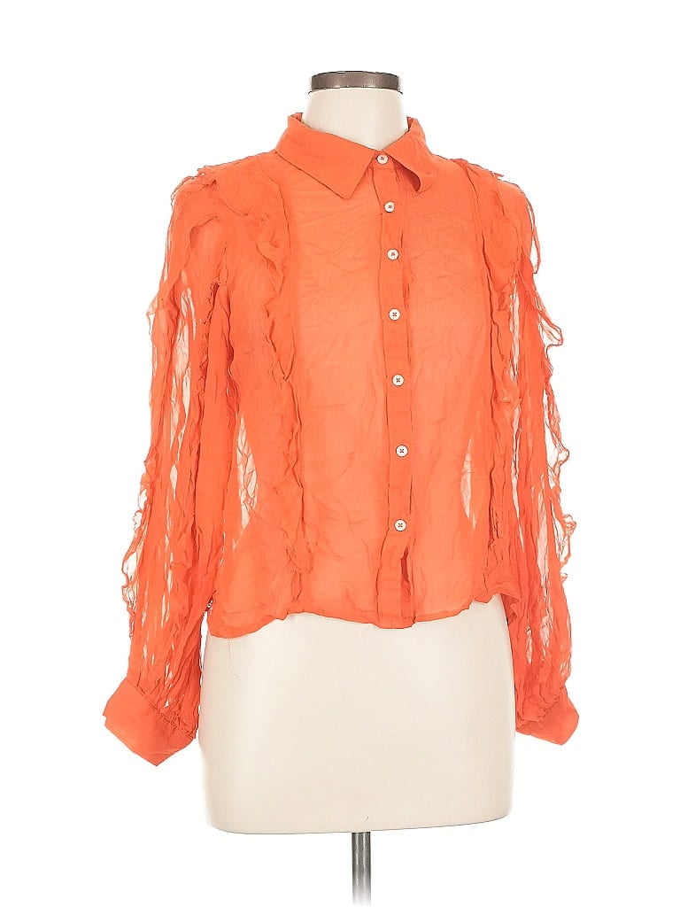 Click to view more detailed imagery on our partner's website Pre-owned Maeve By Anthropologie Long Sleeve Blouse In Orange
