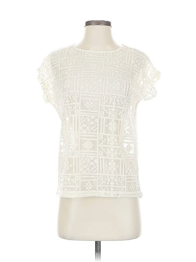 Pre-owned Chico's Short Sleeve Blouse In White