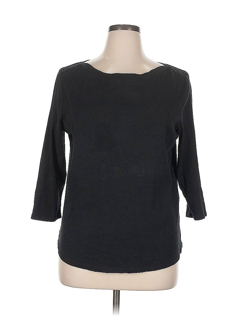 Pre-owned Chico's 3/4 Sleeve T-shirt In Black