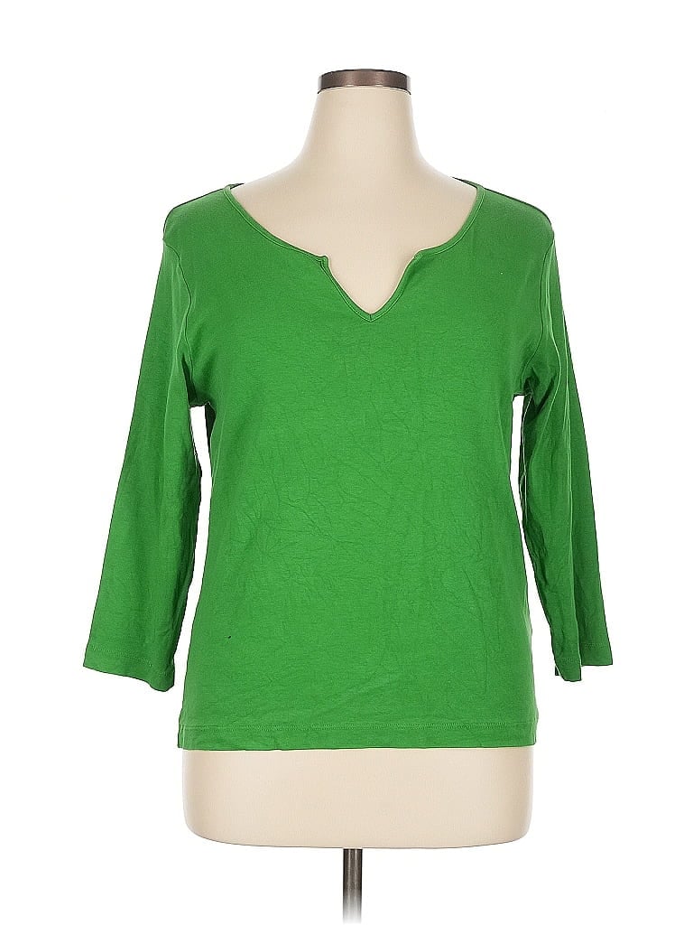 Pre-owned Chico's 3/4 Sleeve T-shirt In Green