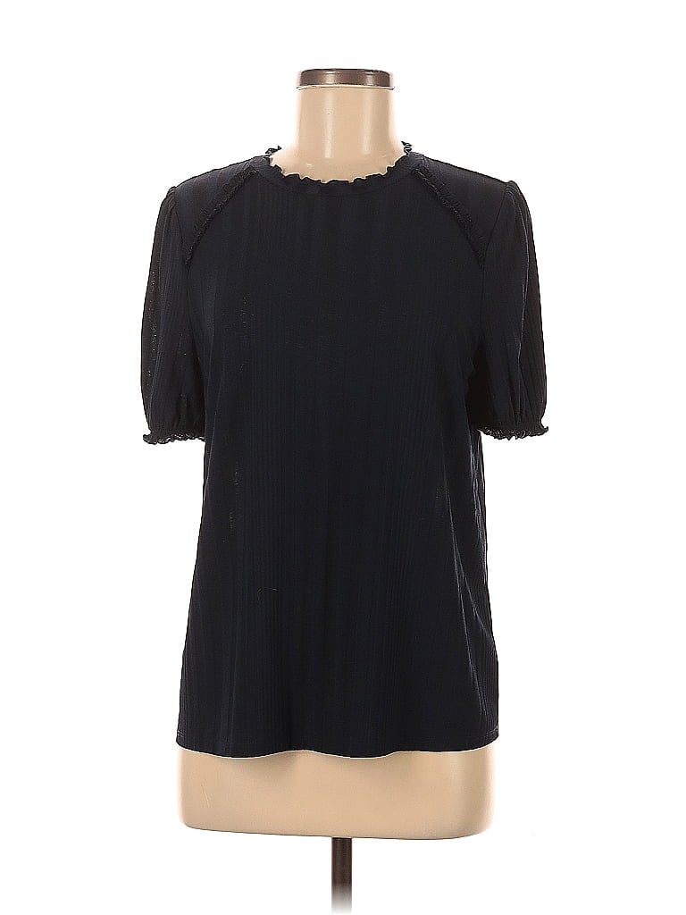 Pre-owned Ann Taylor Loft Outlet Short Sleeve Top Blue Keyhole Neckline Tops