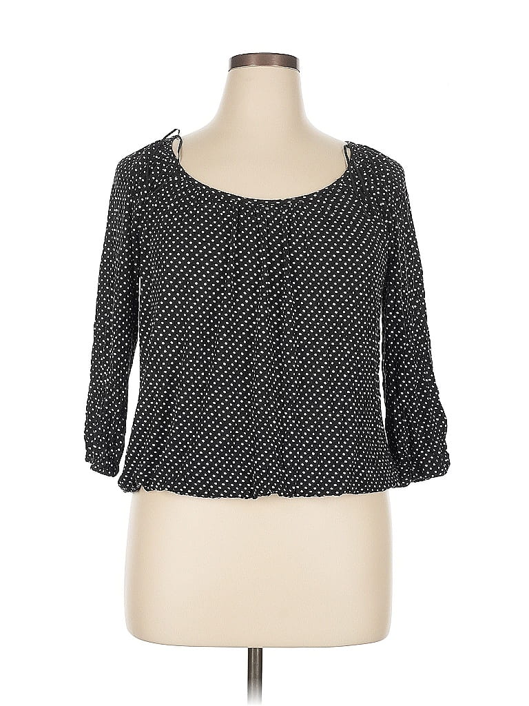 Pre-owned Michael Michael Kors 3/4 Sleeve Top Black Square Neckline Tops
