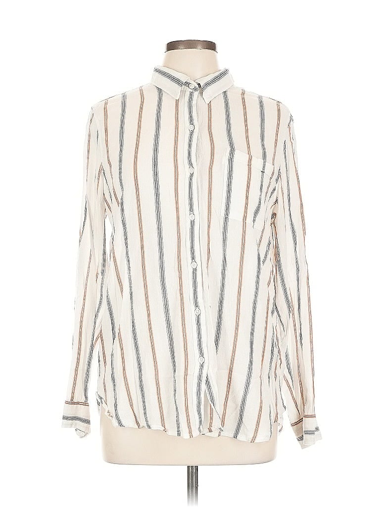 Pre-owned Lucky Brand Long Sleeve Blouse In White