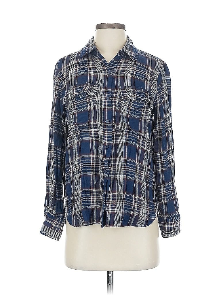 Pre-owned Max Studio Long Sleeve Button Down Shirt In Blue