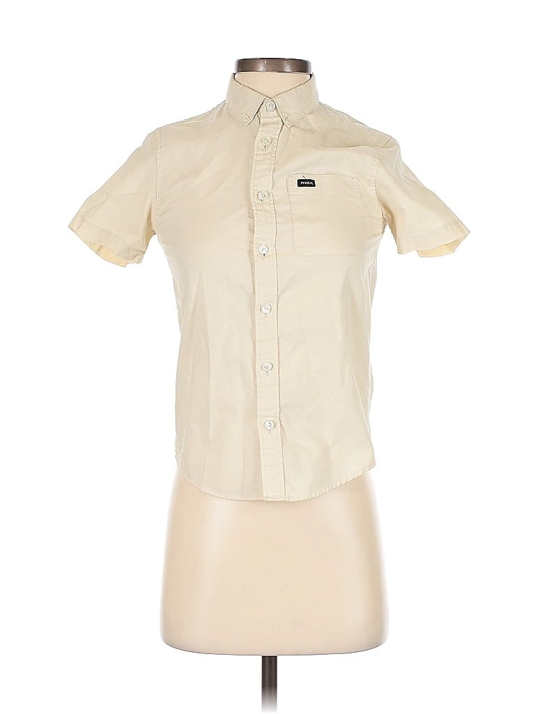 Pre-owned Rvca Short Sleeve Button Down Shirt In White