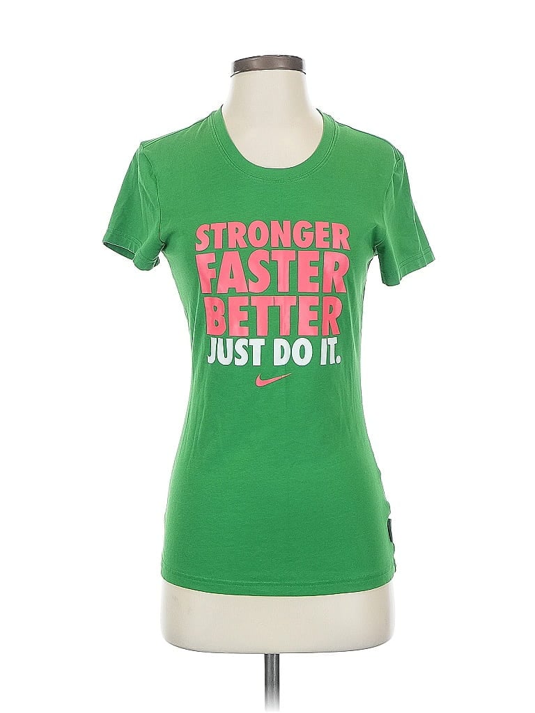Click to view more detailed imagery on our partner's website Pre-owned Nike Short Sleeve Top Green Sweetheart Neckline Tops