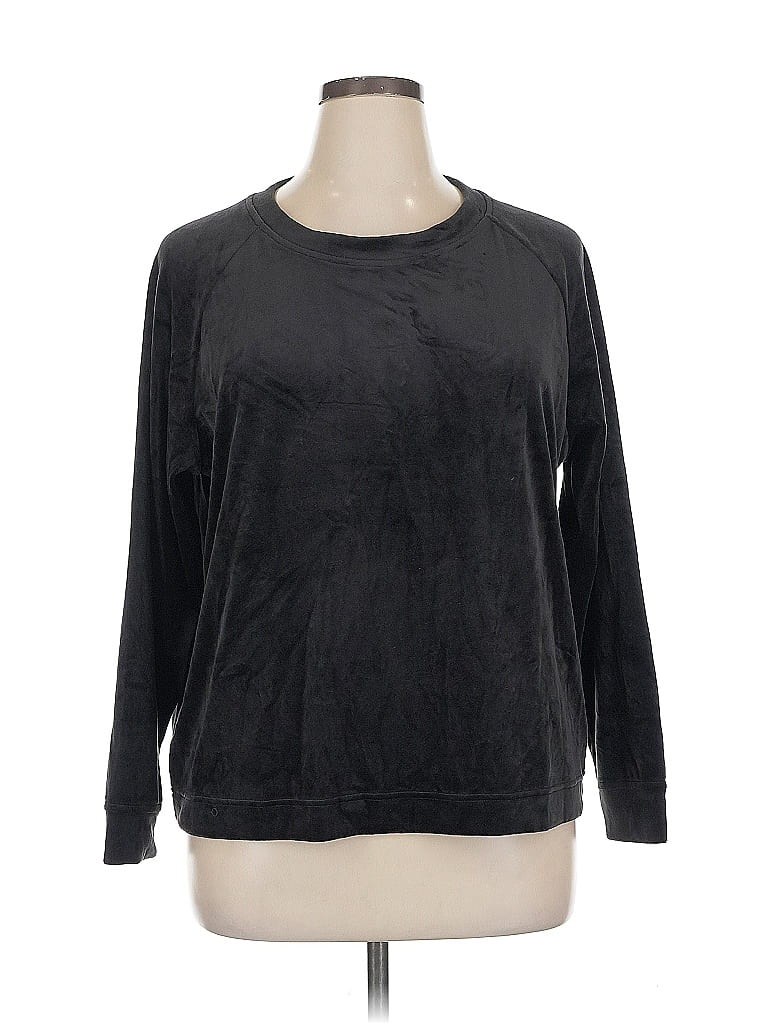Pre-owned Ann Taylor Loft Outlet Long Sleeve Top Black Crew Neck Tops