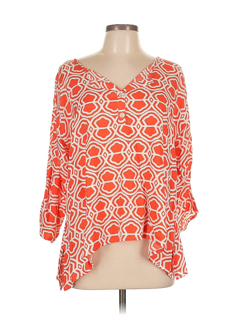 Click to view more detailed imagery on our partner's website Pre-owned Escapada 3/4 Sleeve Blouse In Orange