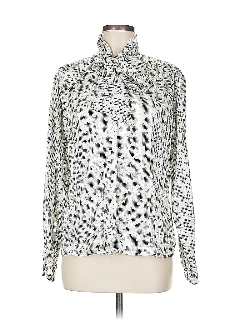 Pre-owned Evan Picone Long Sleeve Polo Shirt In Silver