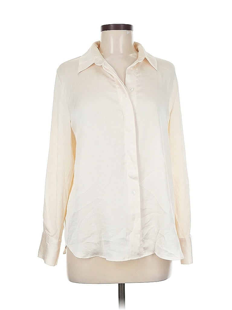 Pre-owned Mng Long Sleeve Blouse In White