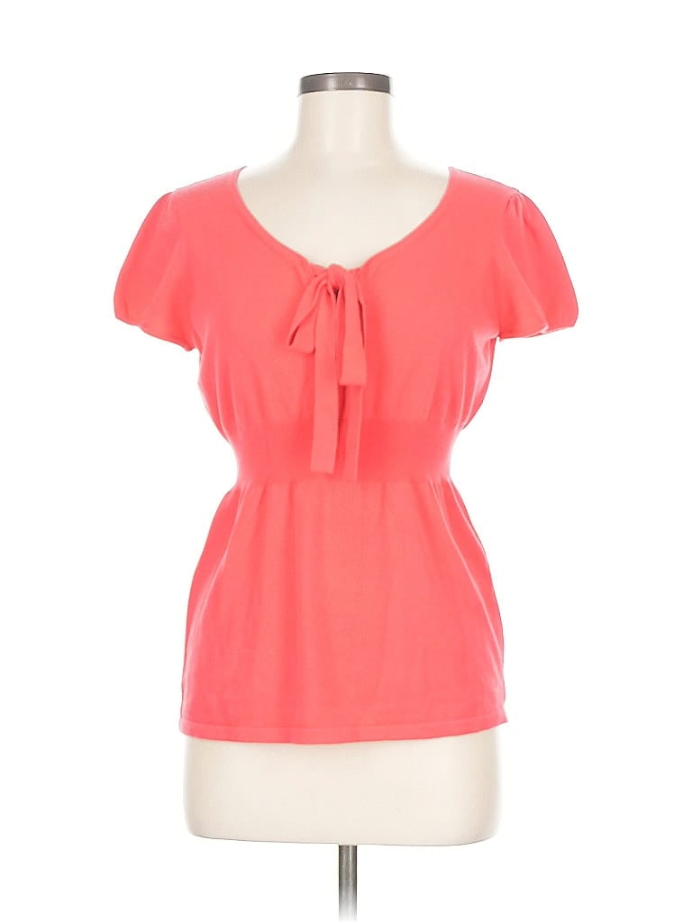 Pre-owned Ann Taylor Loft Outlet Short Sleeve Top Orange Sweetheart Neckline Tops