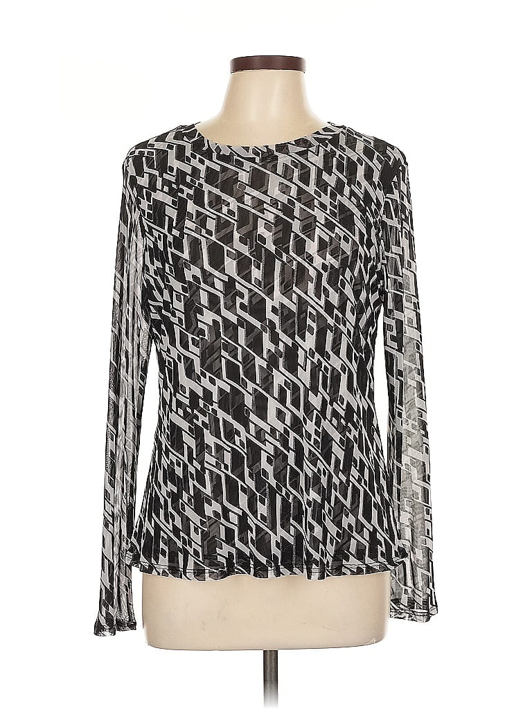 Pre-owned Inc International Concepts Long Sleeve Blouse In Silver