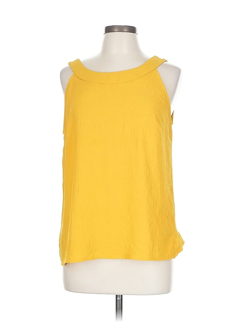 Pre-owned Molly Bracken Sleeveless Top Yellow Cold Shoulder Neckline Tops