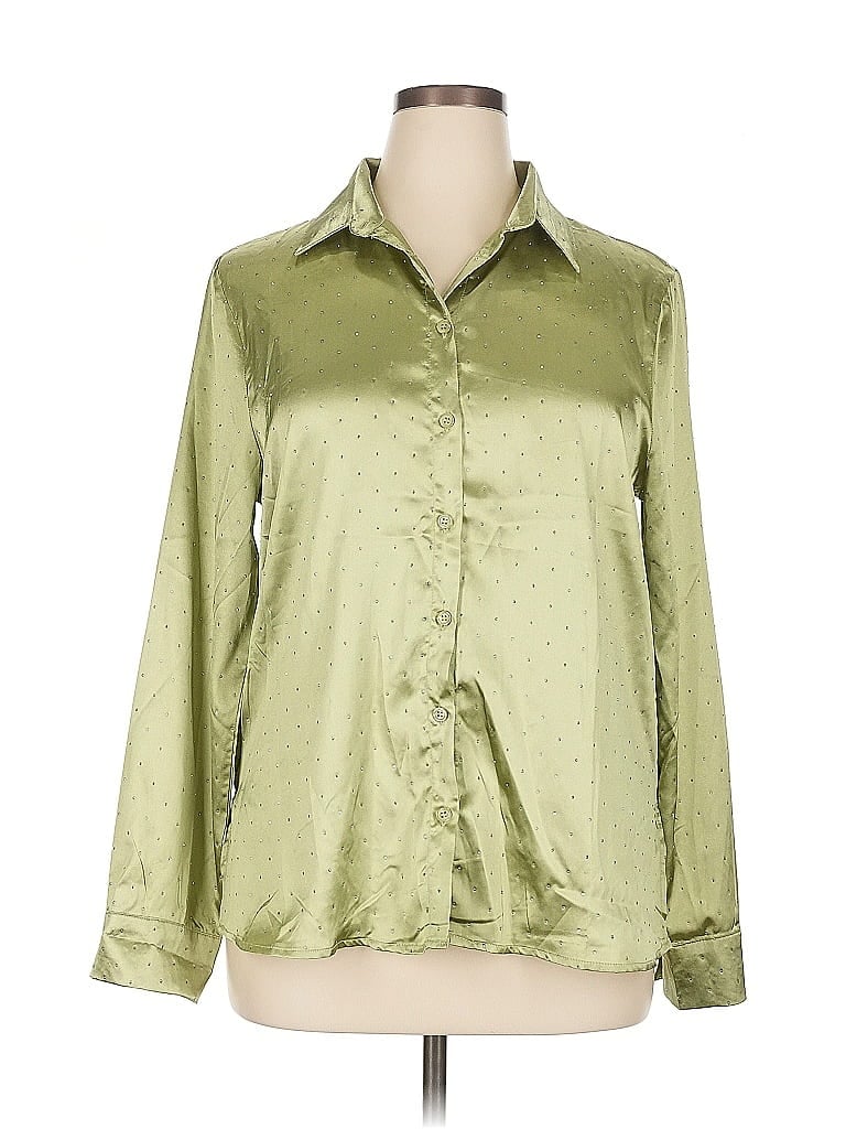 Pre-owned Peach Long Sleeve Blouse In Green