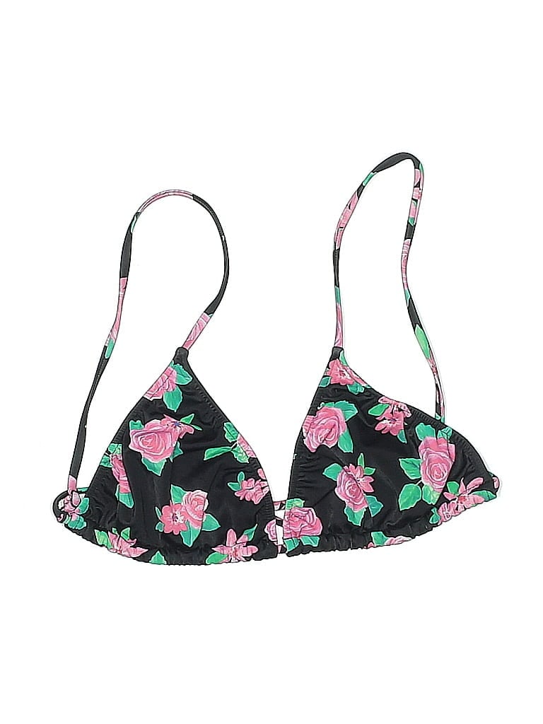 Pre-owned Pacsun Swimsuit Top Black Floral Pattern Swimwear