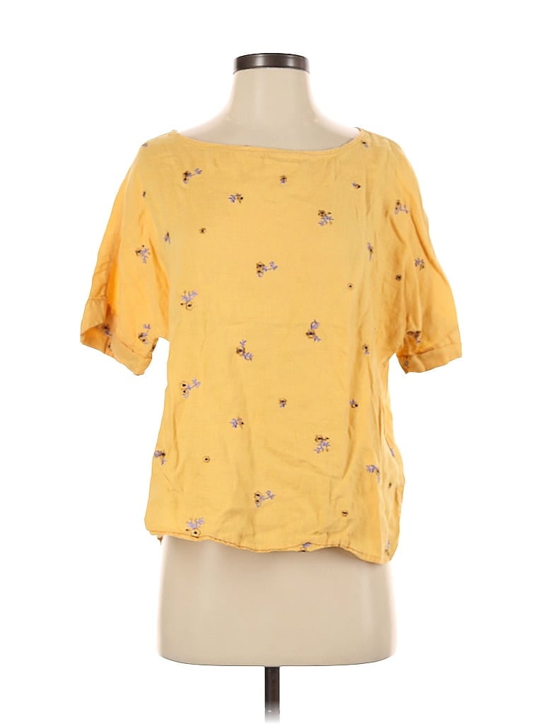 Pre-owned Cynthia Rowley Tjx Short Sleeve Blouse In Yellow