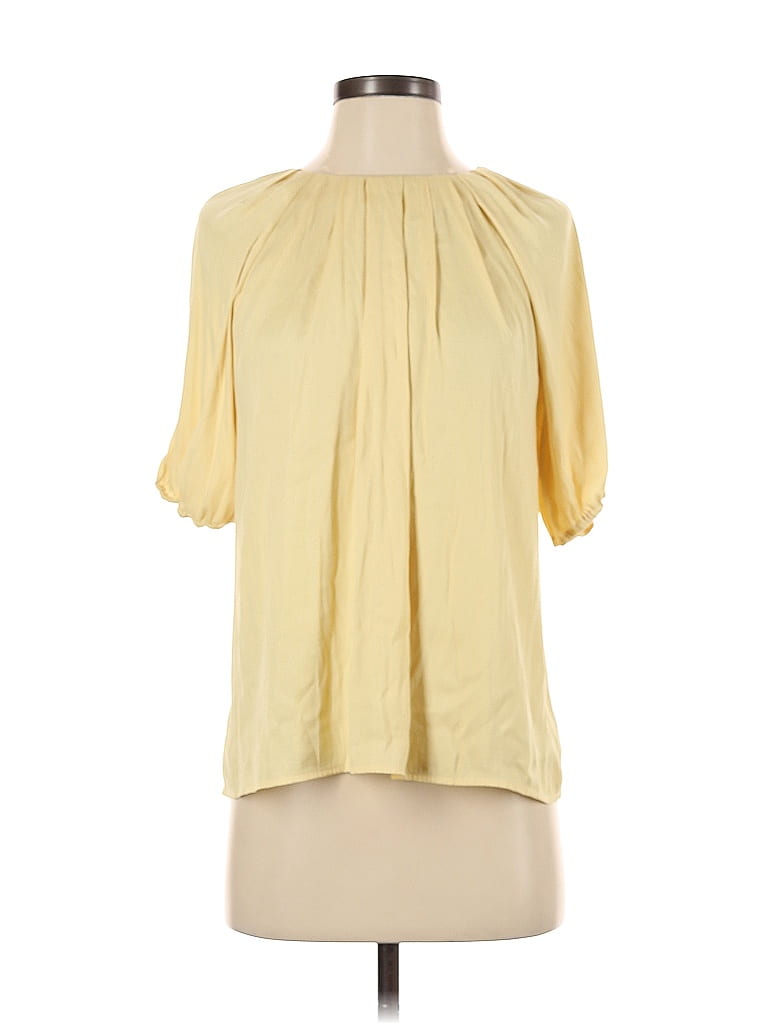 Pre-owned Ann Taylor Short Sleeve Blouse In Yellow