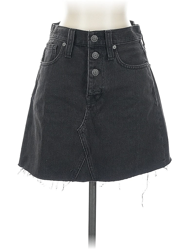 Pre-owned Madewell Denim Skirt In Black