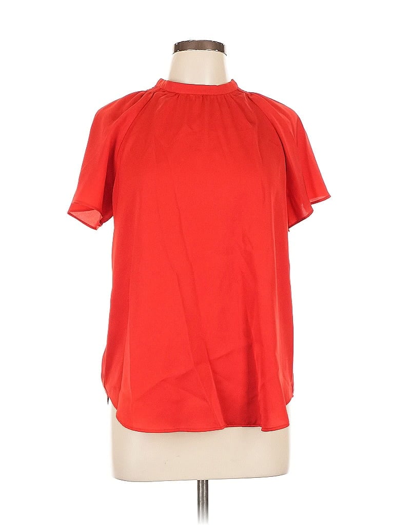 Pre-owned Ann Taylor Short Sleeve Blouse In Red