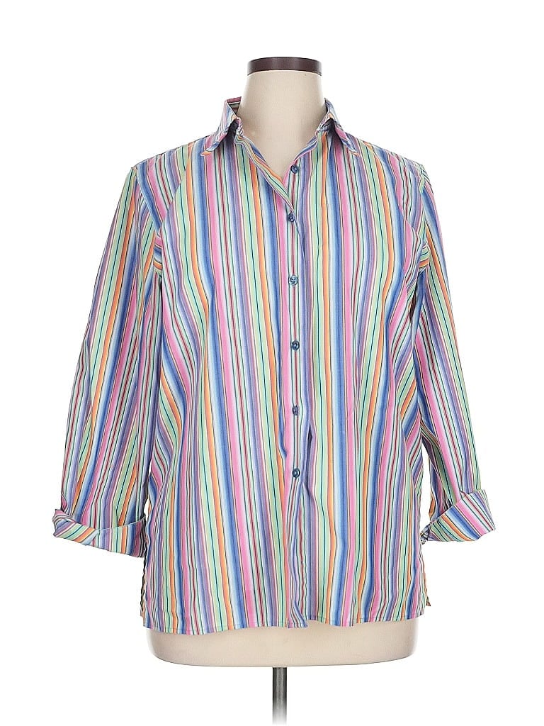 Pre-owned Assorted Brands 3/4 Sleeve Button Down Shirt In Purple