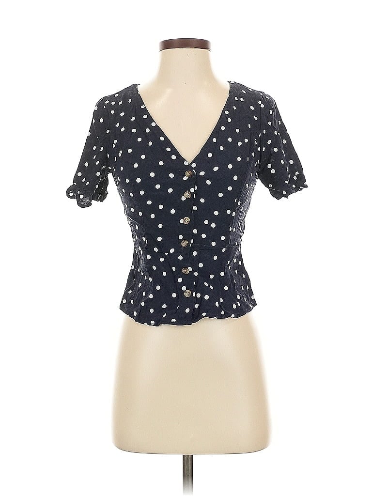 Pre-owned Bershka Short Sleeve Blouse In Black