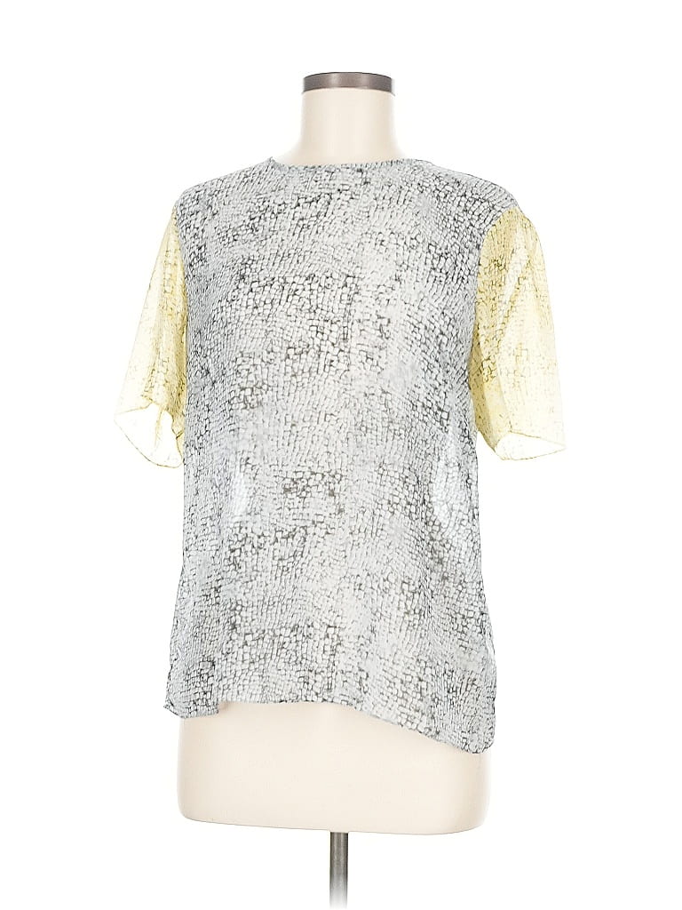Pre-owned Vince Camuto Short Sleeve Blouse In Silver