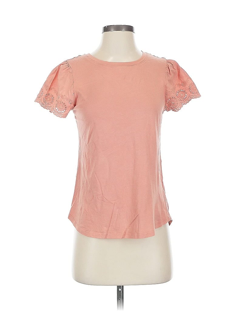 Pre-owned C&c California Short Sleeve Top Pink Sweetheart Neckline Tops