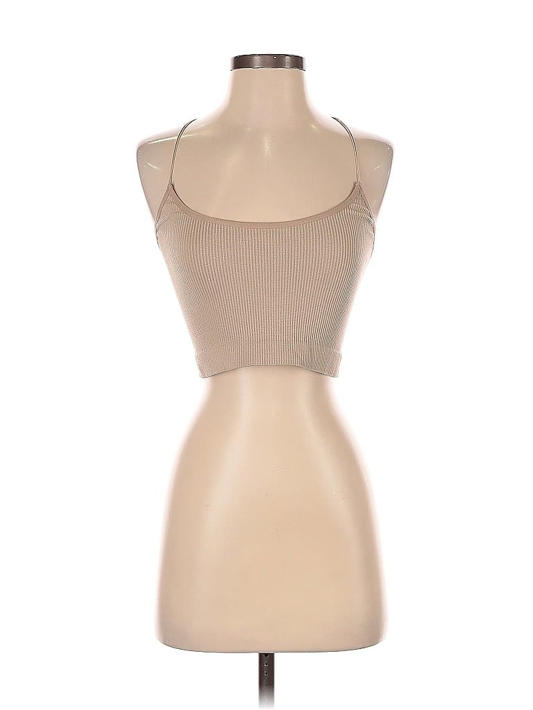 CHICWISH Pre-owned Tank Top Tan Strapless Neckline Tops In Brown