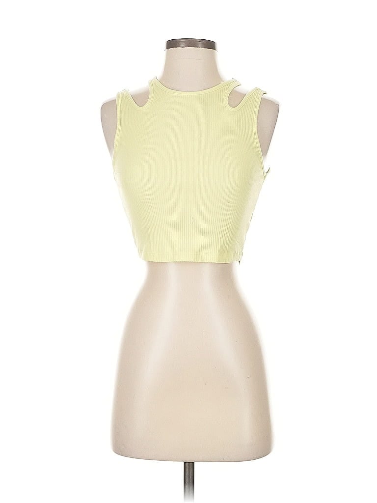 Pre-owned American Eagle Outfitters Tank Top Yellow Strapless Neckline Tops