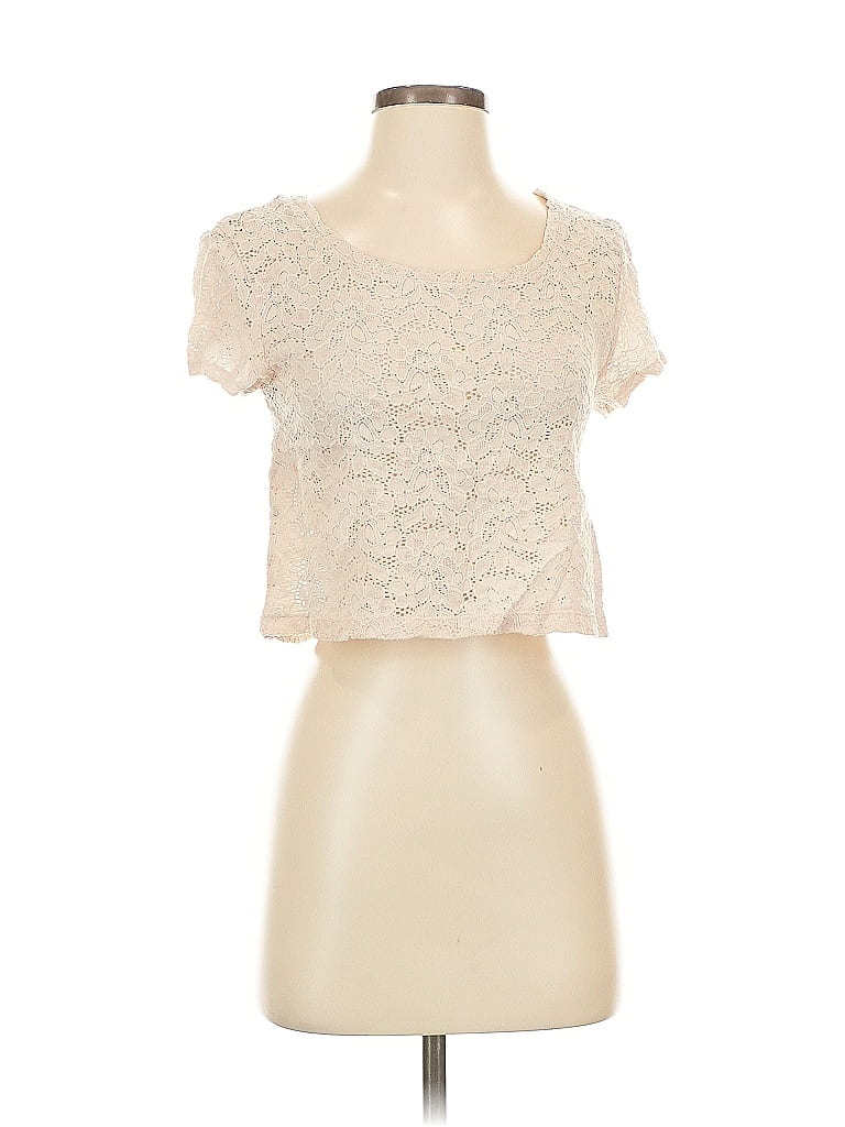 Pre-owned Express Short Sleeve Top Ivory Sweetheart Neckline Tops In White