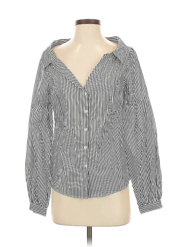 Pre-owned Banana Republic Long Sleeve Blouse In Gray